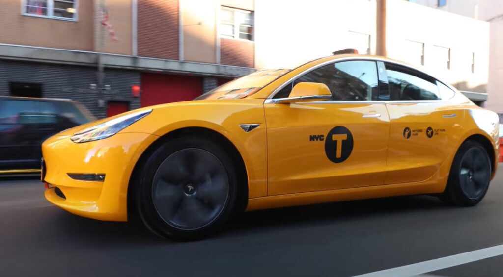 NYC Yellow Tesla Taxicab